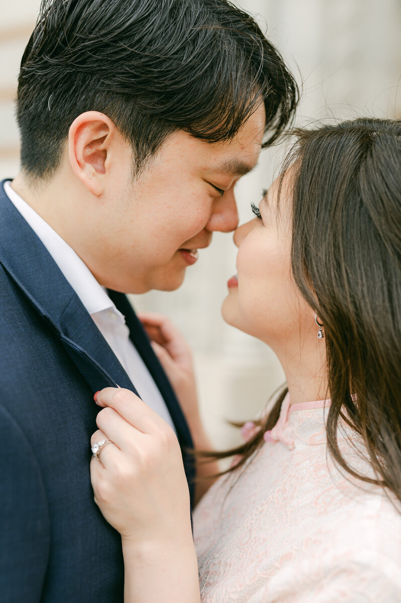 A couple in front of Rice University