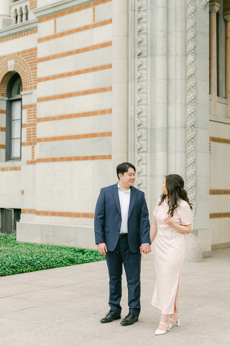 A couple in front of Rice University