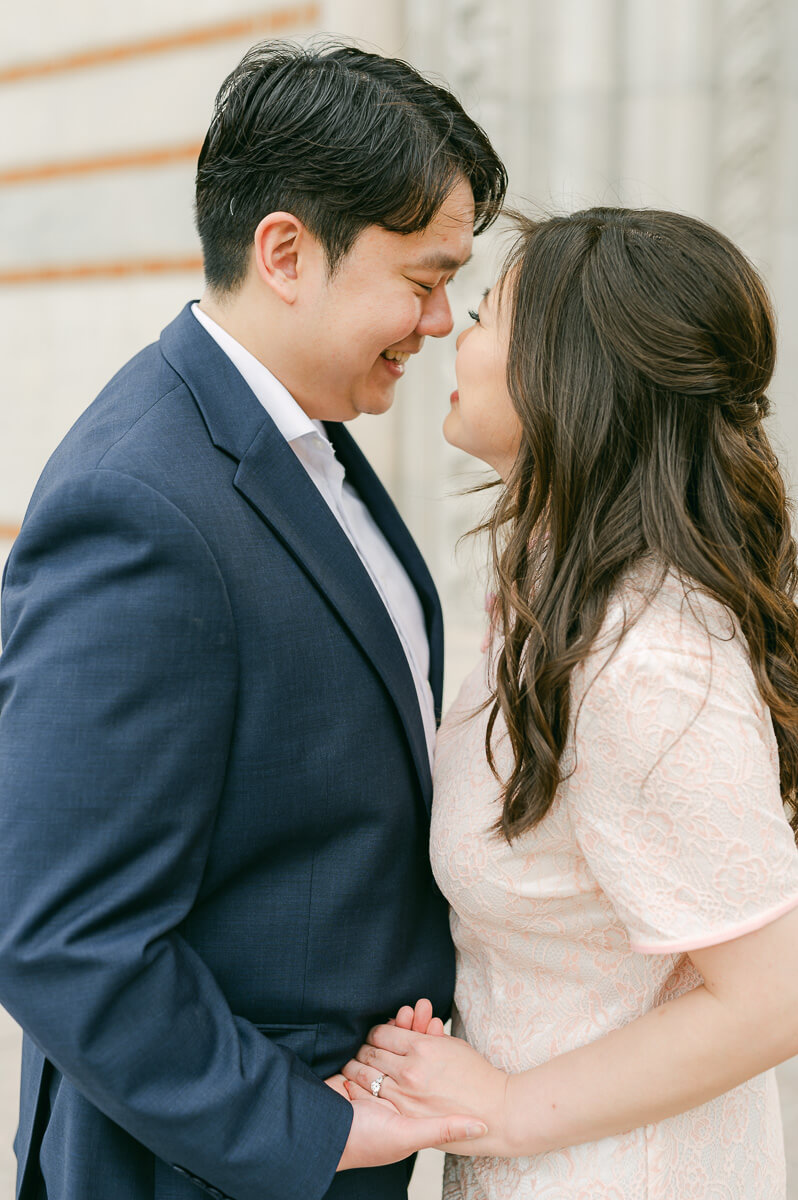 A couple in front of Rice University