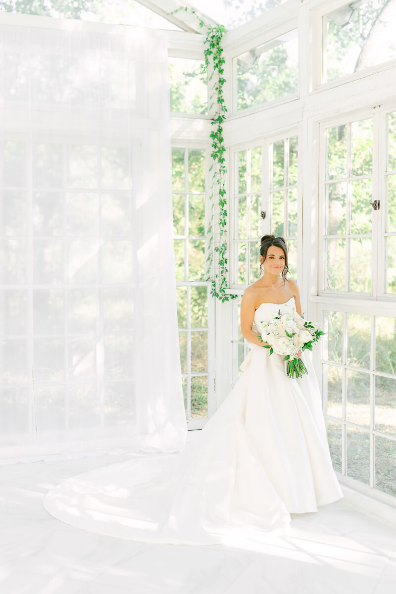 a bride at her bridal session at the oak atelier 