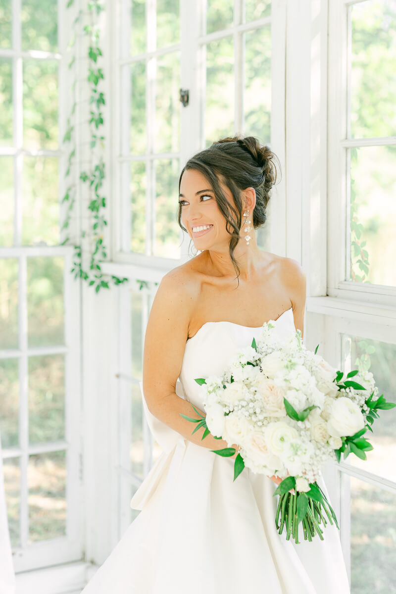 a bride at her bridal session at the oak atelier 