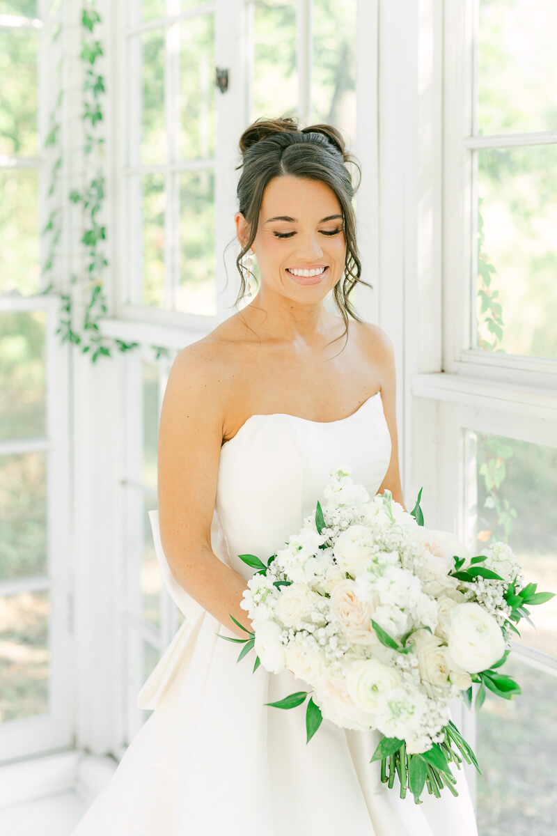 a bride at her bridal session at the oak atelier 