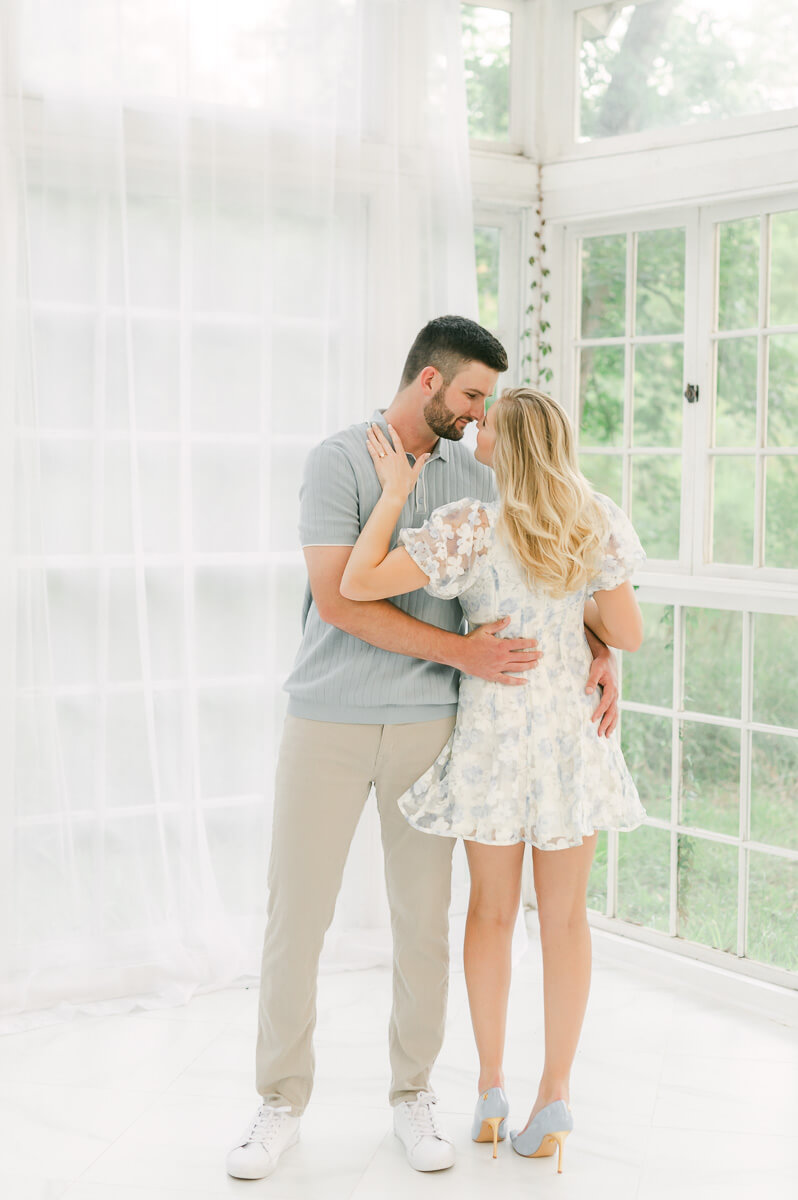 engaged couple at the oak atelier houston texas