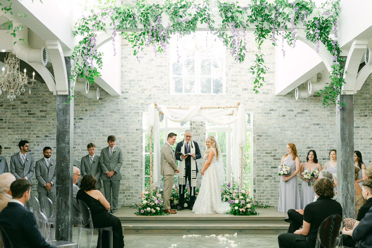 ceremony inside the peach orchard wedding chapel