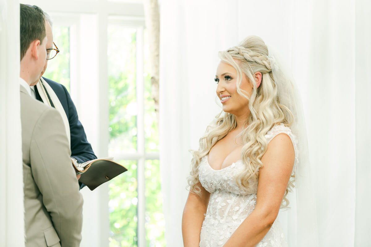 ceremony inside the peach orchard wedding chapel