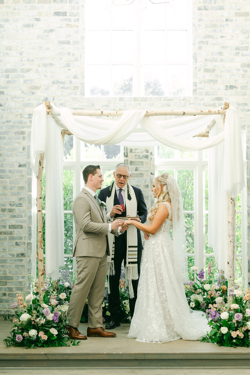 ceremony inside the peach orchard wedding chapel