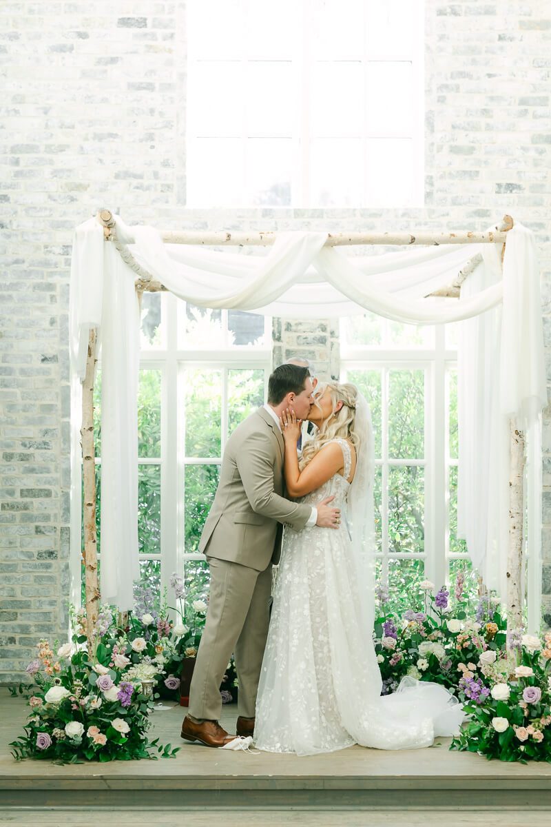 ceremony inside the peach orchard wedding chapel