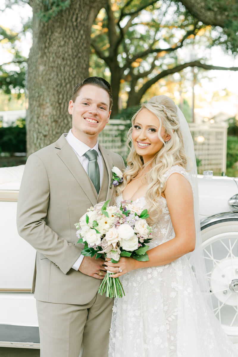 couple at their wedding at the peach orchard