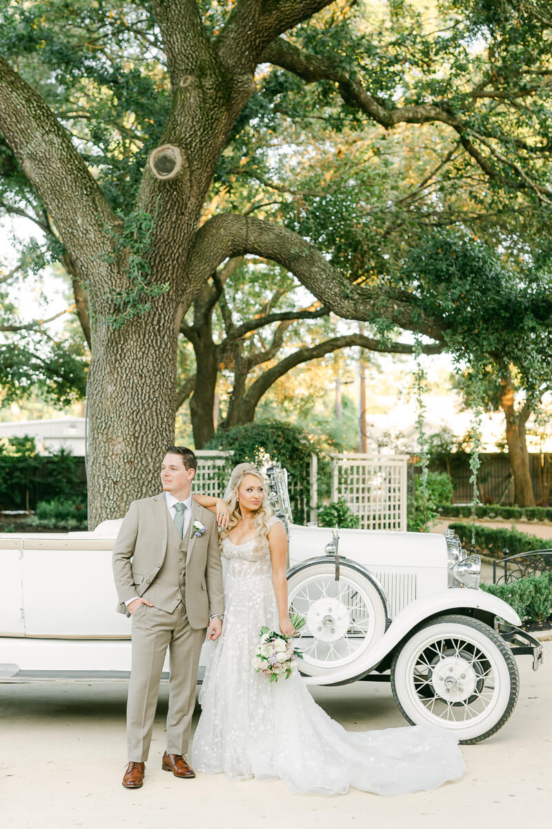 couple at their wedding at the peach orchard