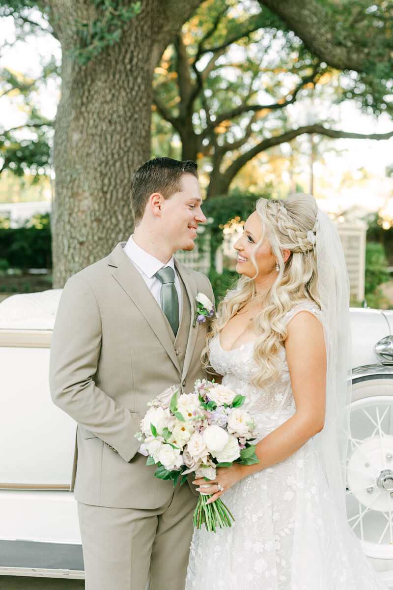 couple at their wedding at the peach orchard