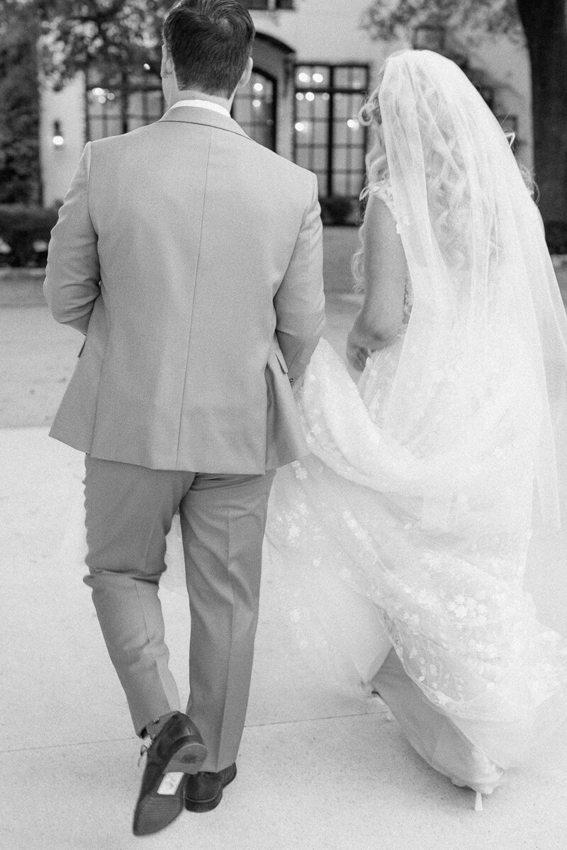 couple walking on their wedding day