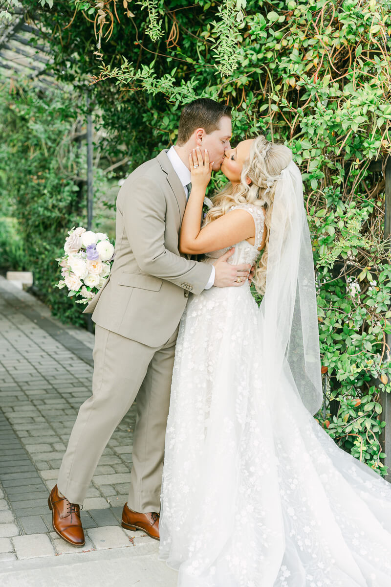 couple at their wedding at the peach orchard