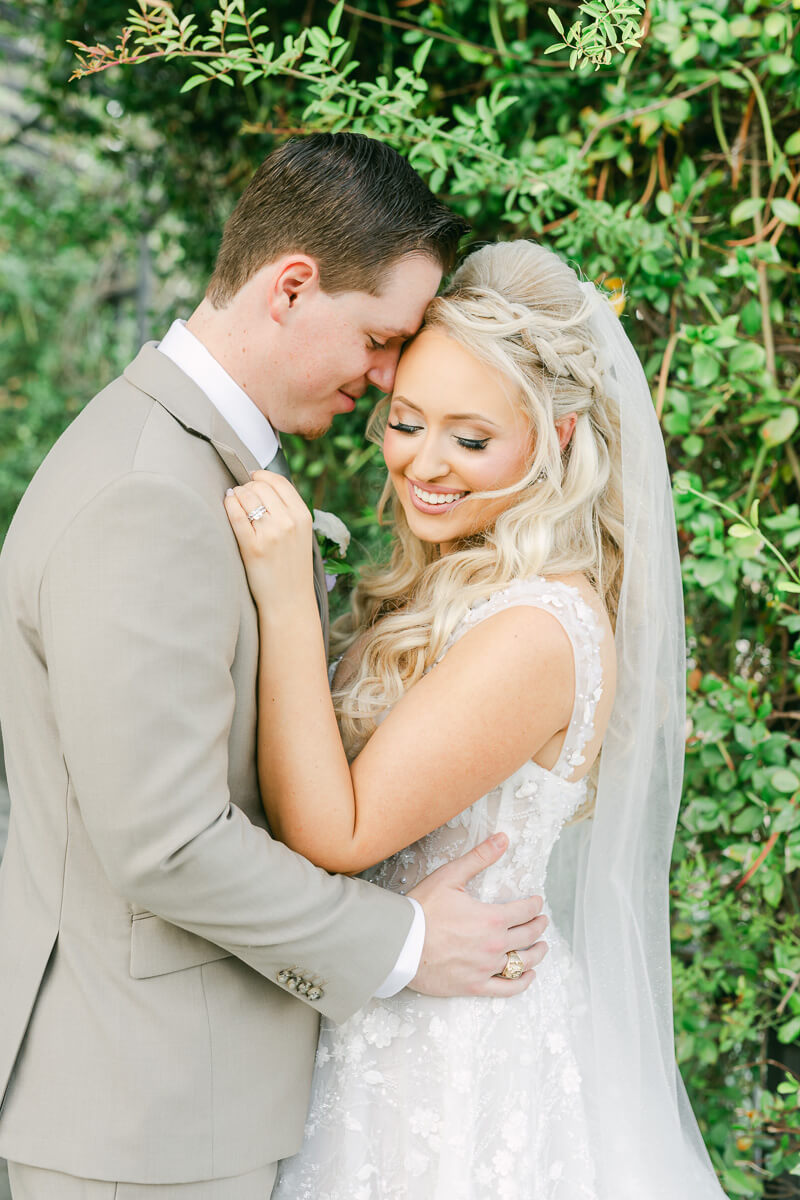 couple at their wedding at the peach orchard