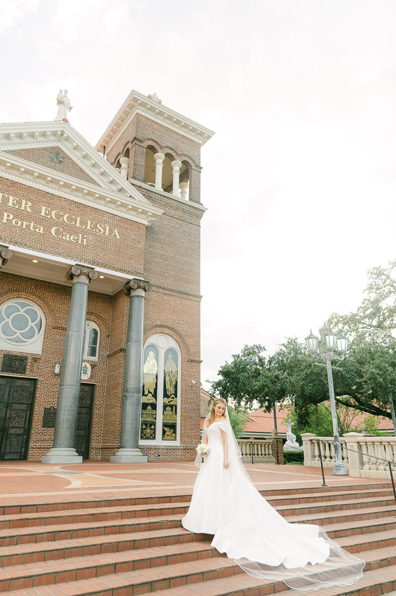 bridal session at St. Anthony Cathedral Basilica by Beaumont photographer