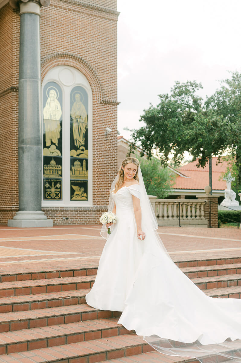 bridal session at St. Anthony Cathedral Basilica by Beaumont photographer