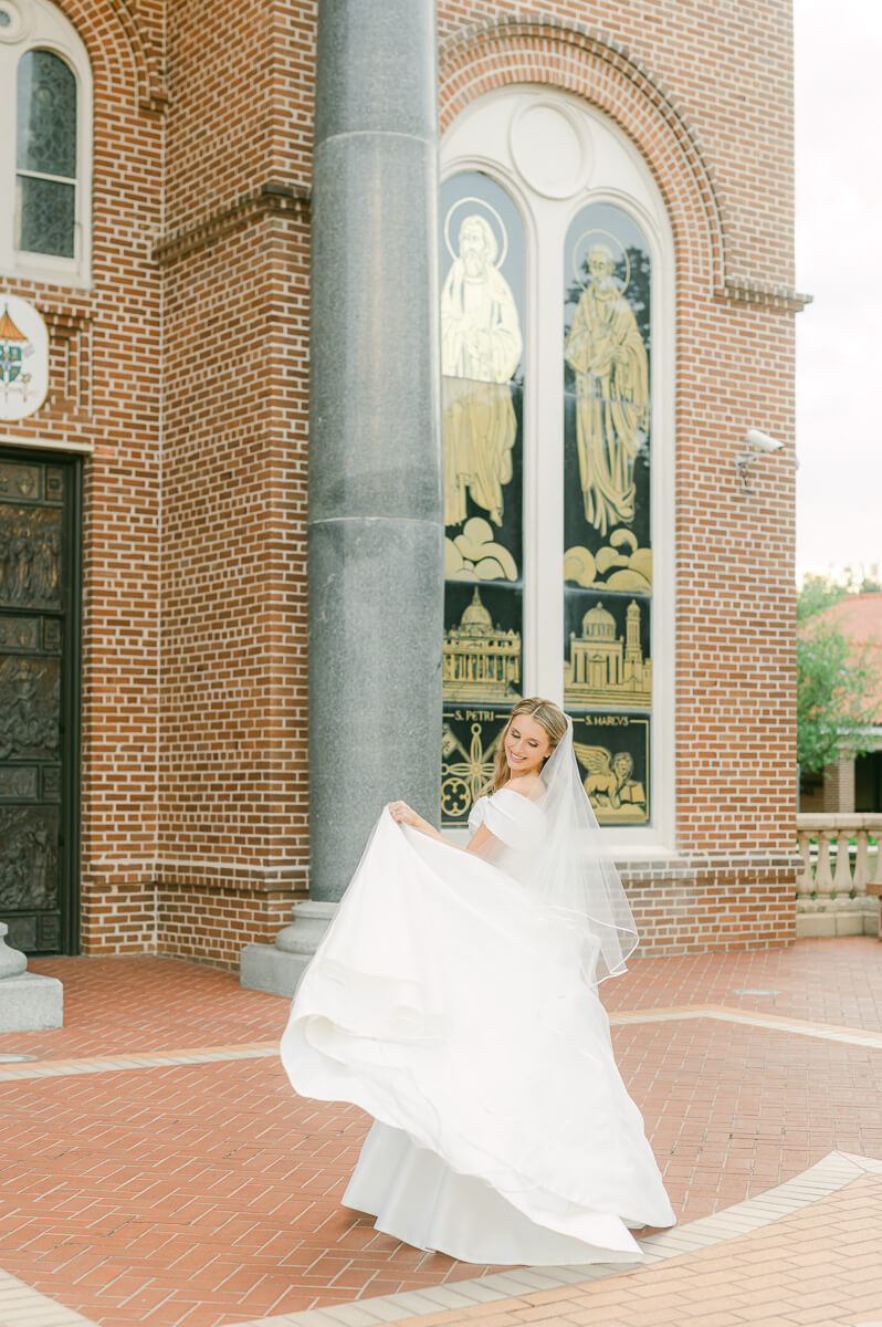 bridal session at St. Anthony Cathedral Basilica by Beaumont photographer