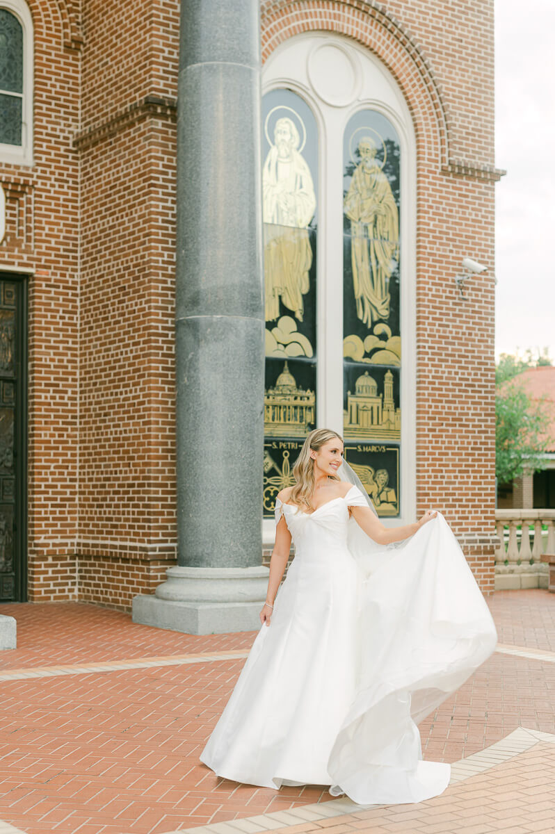 bridal session at St. Anthony Cathedral Basilica by Beaumont photographer