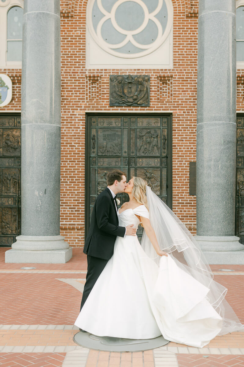 bride and groom posing for beaumont wedding photographer