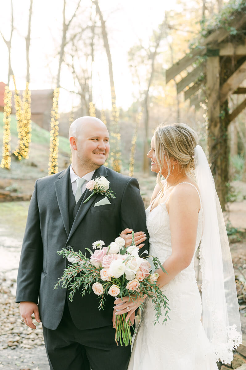 bride and groom posing for houston wedding photographer