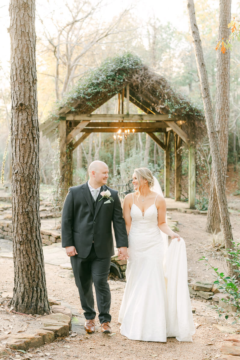 bride and groom posing for houston wedding photographer