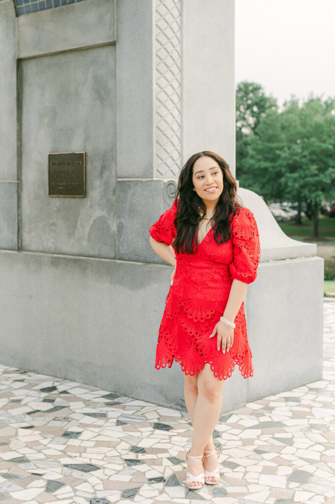 college grad at Sam Houston Monument senior session