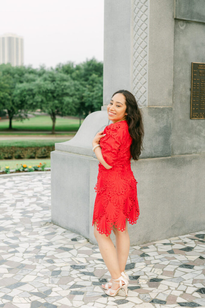 college grad at Sam Houston Monument senior session