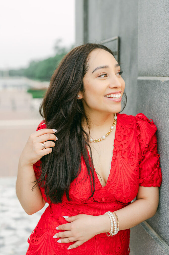 college grad at Sam Houston Monument senior session