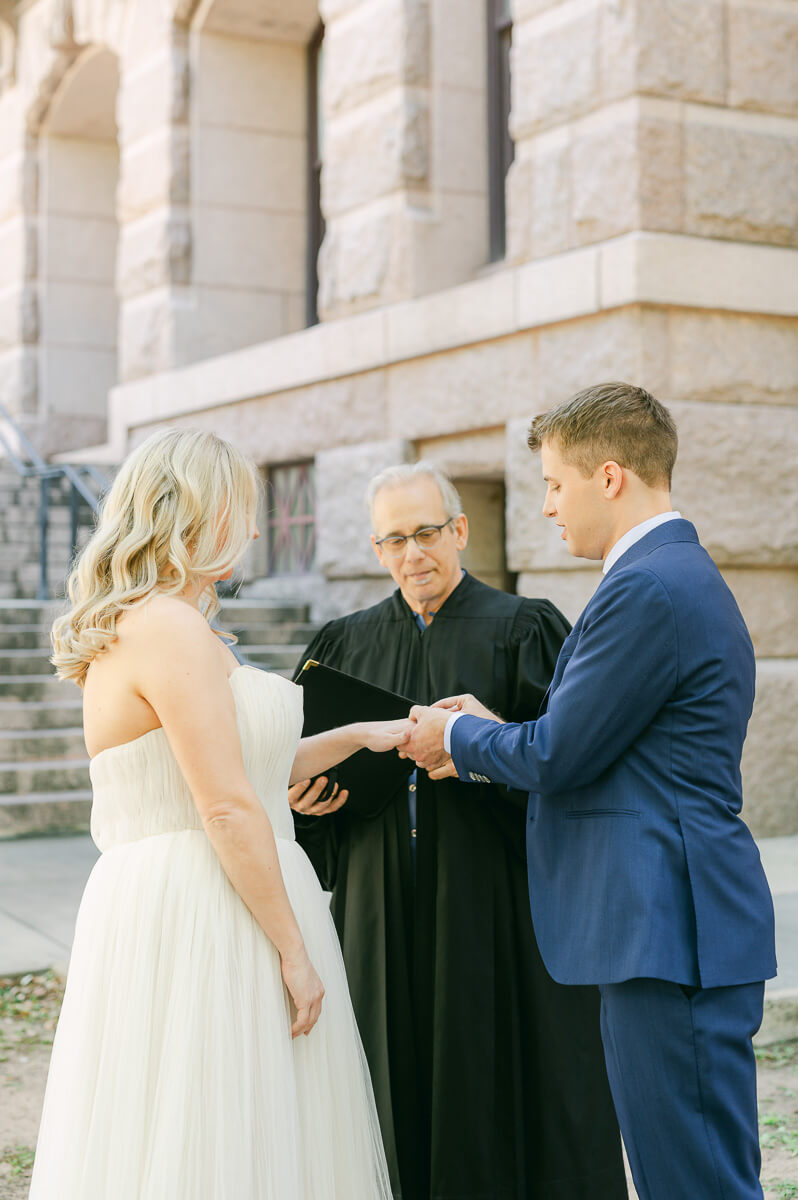 downtown Houston ceremony outside historic courthouse