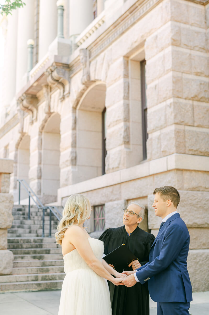 downtown Houston ceremony outside historic courthouse