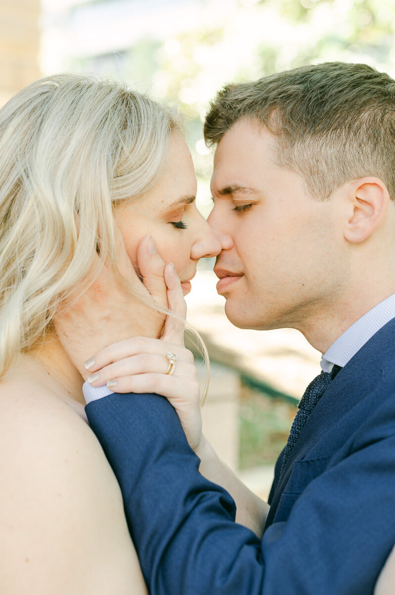 bride and groom posing for Houston wedding photographer