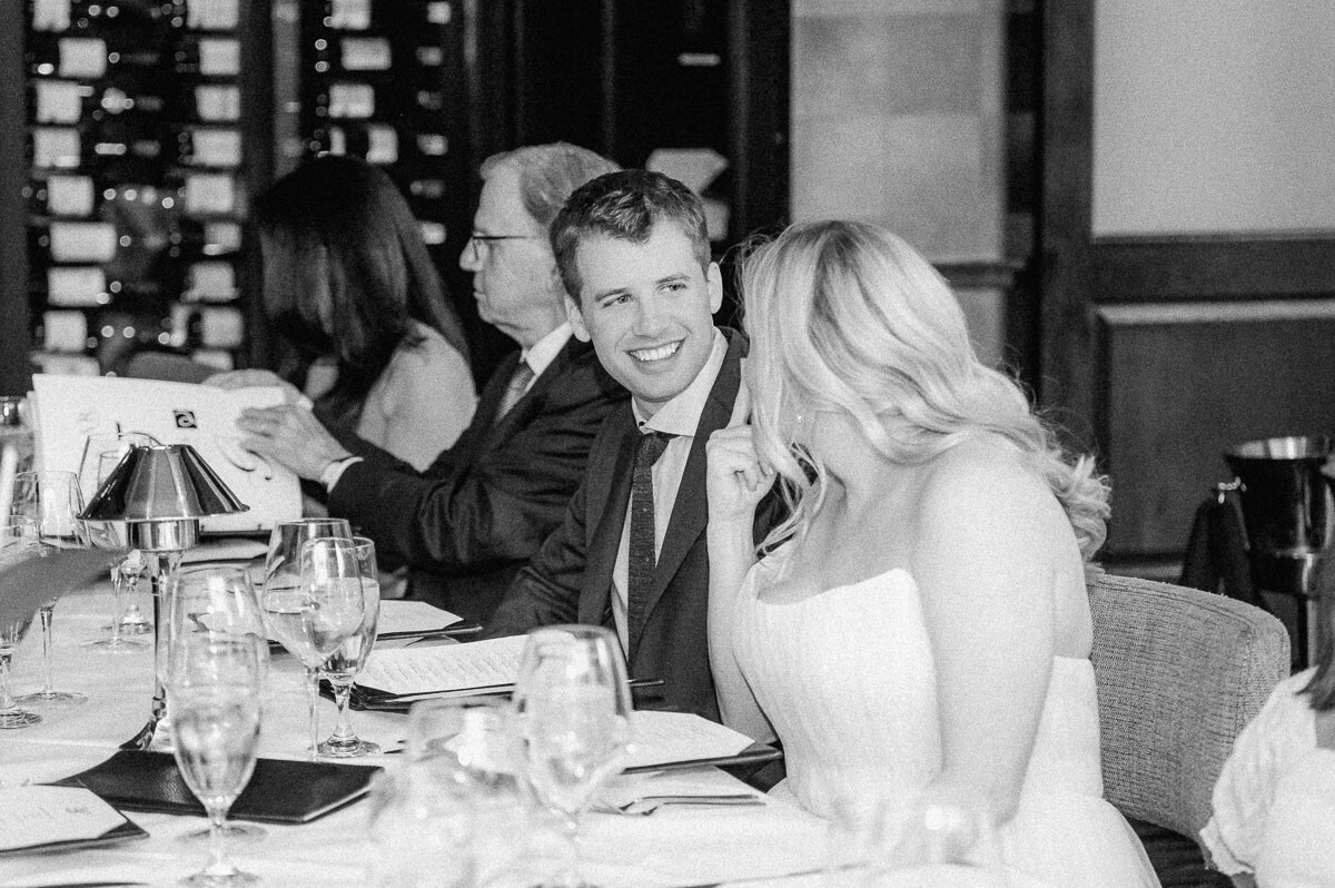 intimate wedding reception at Mastro’s Steakhouse 