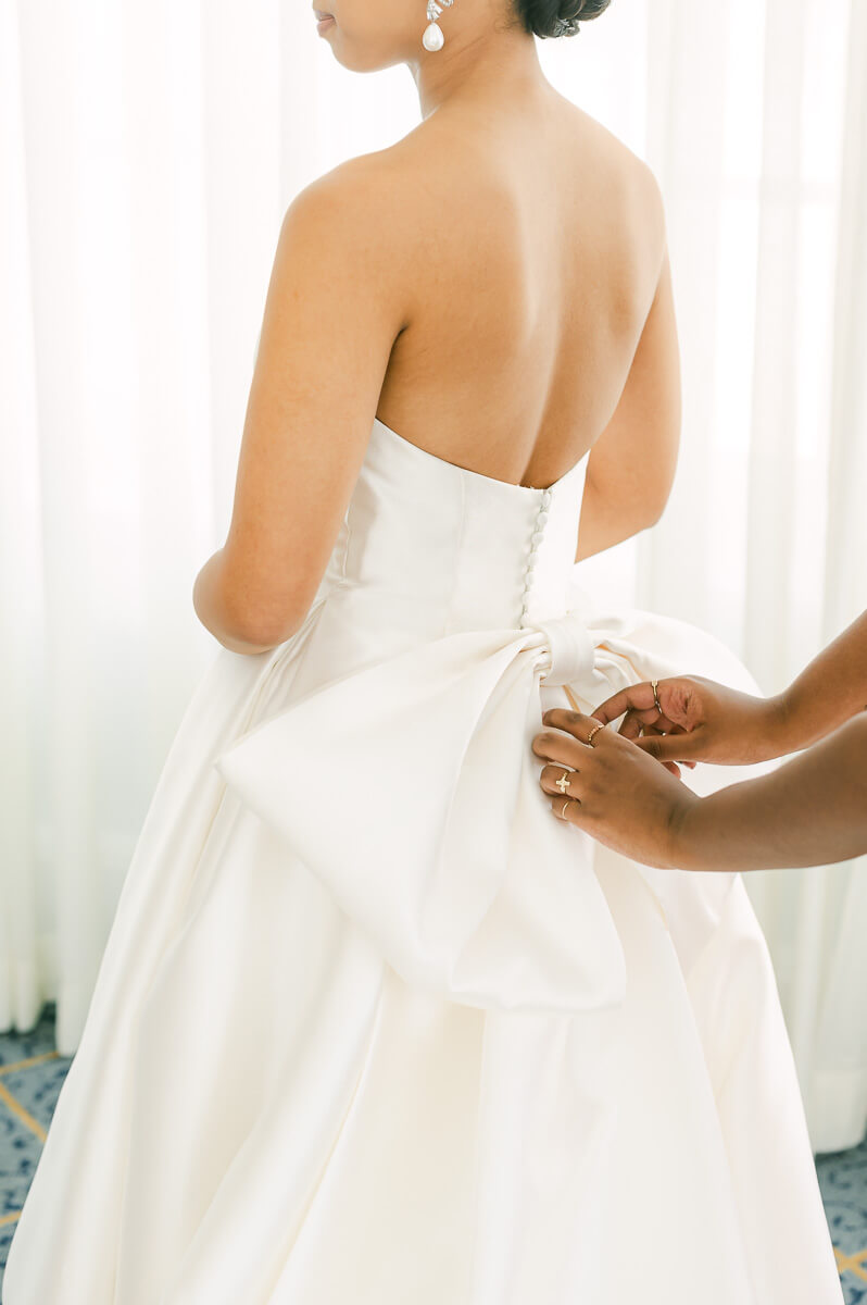 bride getting ready at the grand galvez hotel