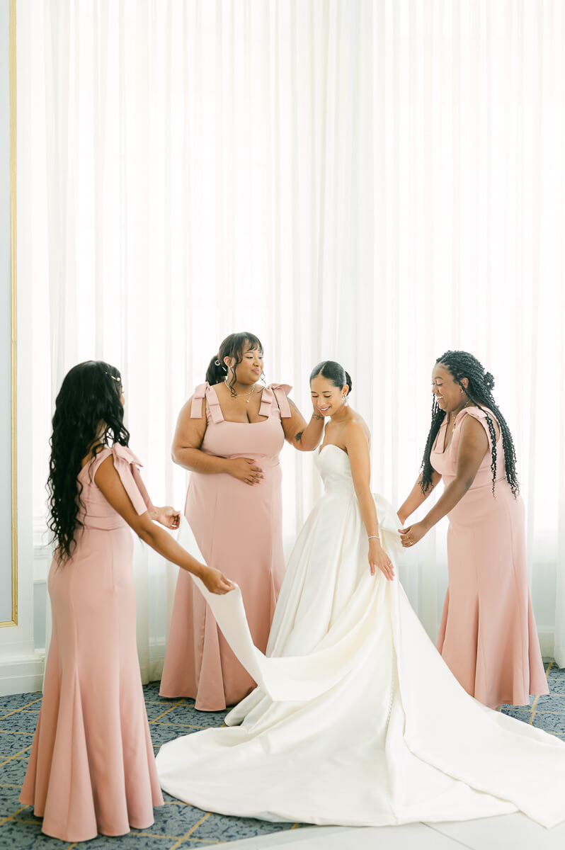 bride getting ready at the grand galvez hotel