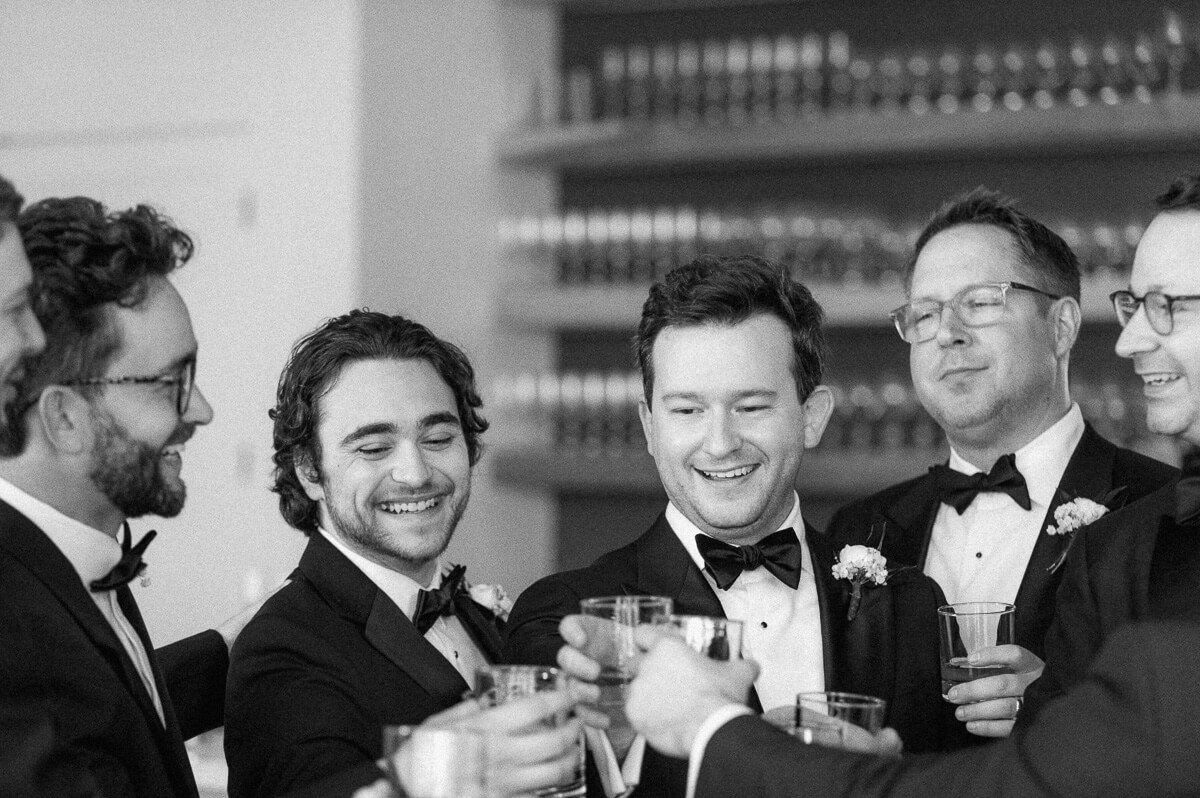 groomsmen drinking at Grand Pines Reserve in Conroe, Tx