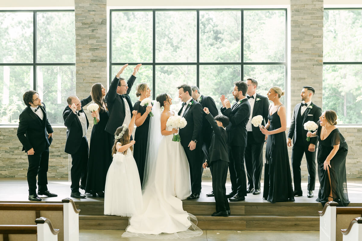 wedding party wearing black