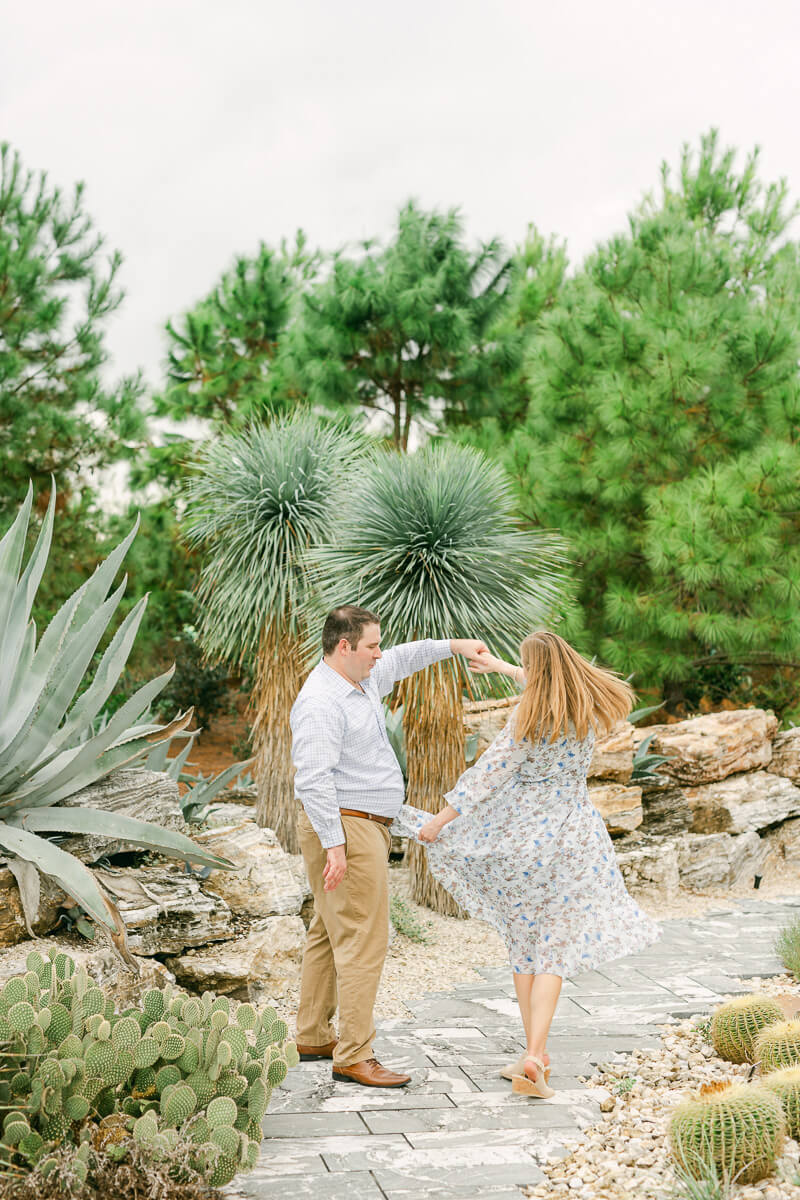 couple dancing at their Houston engagement session