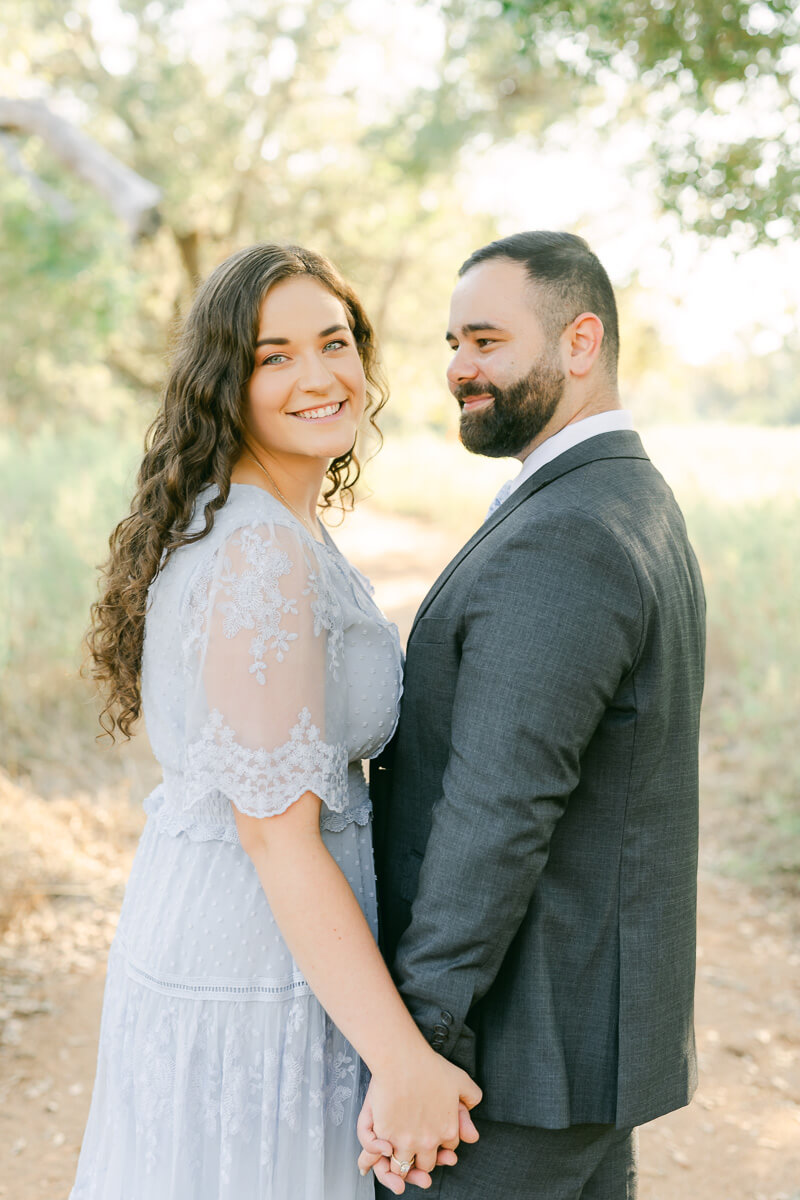 engaged couple at their engagement session at brazos bend state park