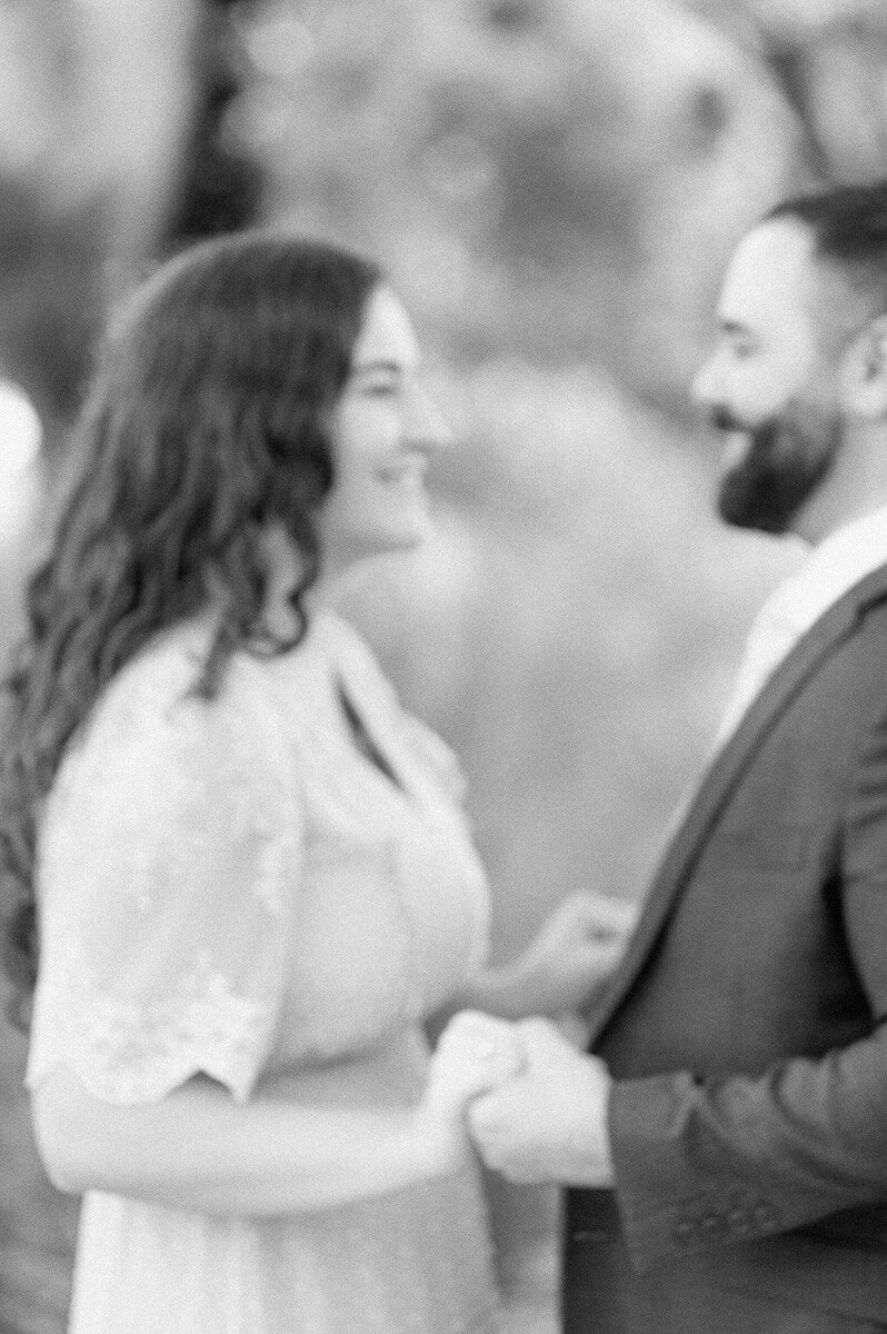 blurry black and white artistic engagement session