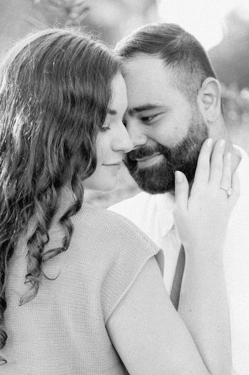 black and white engagement session photo