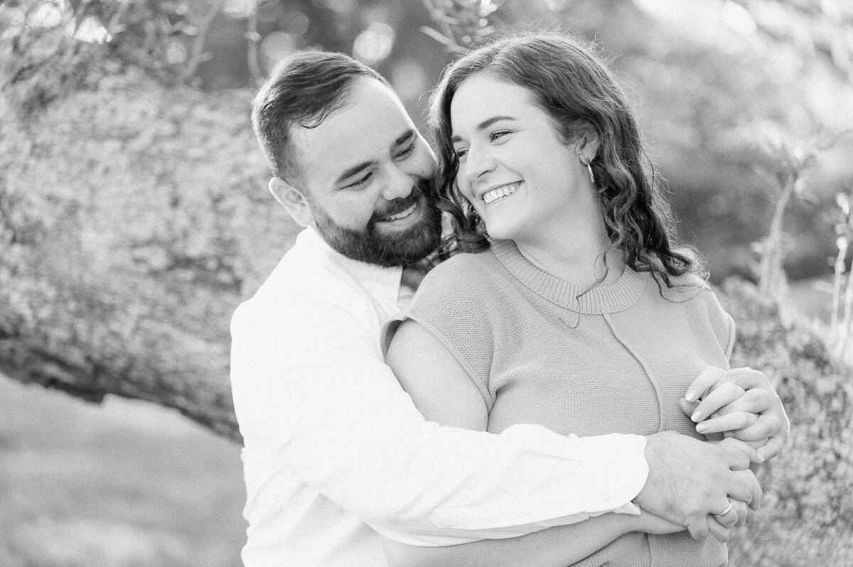 black and white engagement session photo