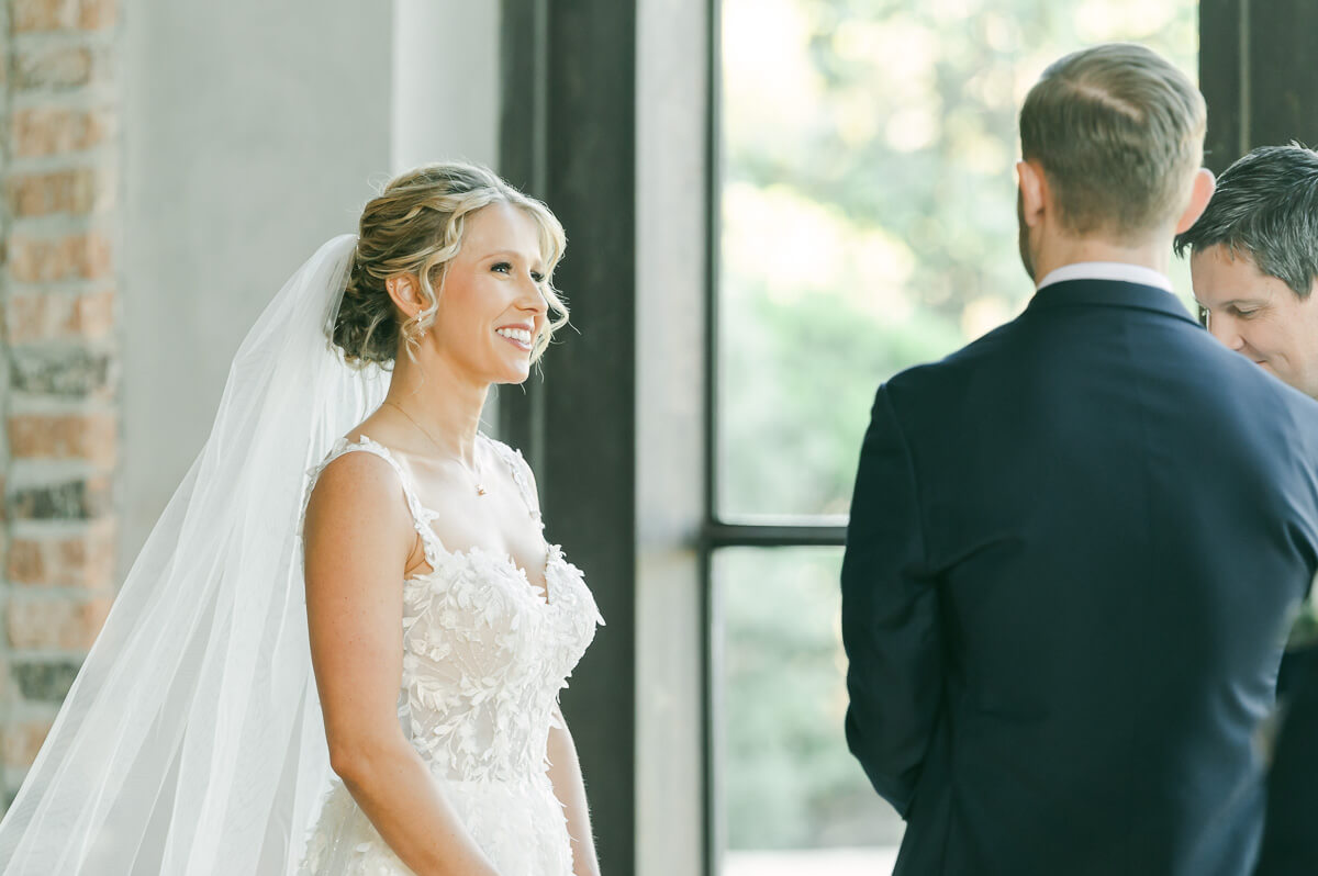 bride during indoor wedding ceremony in Montgomery, Texas