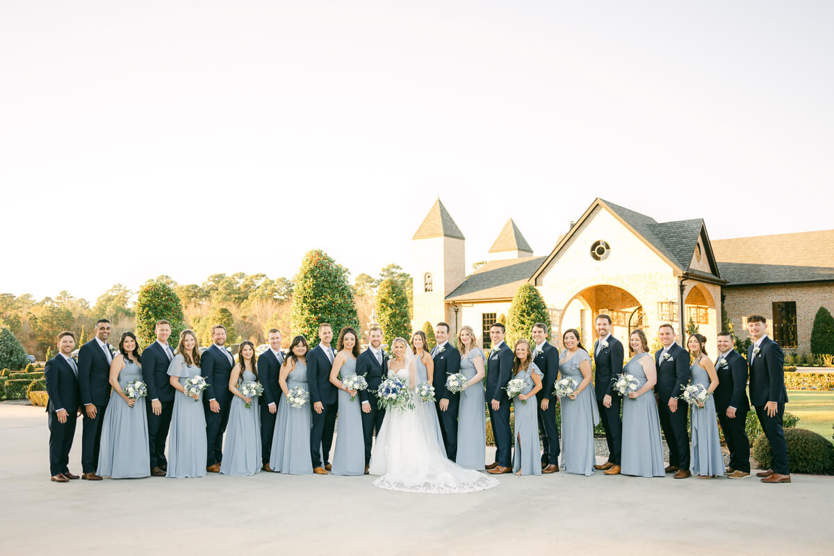 wedding party outside Iron Manor