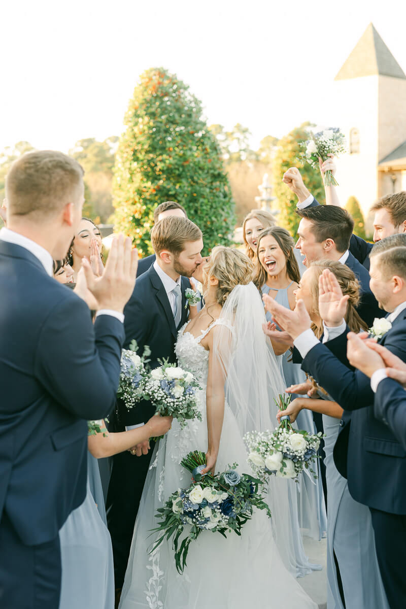 wedding party outside Iron Manor