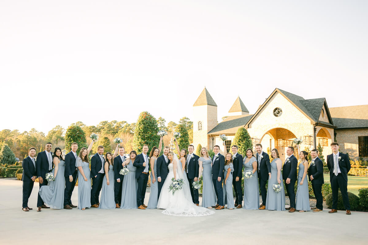 wedding party outside Iron Manor