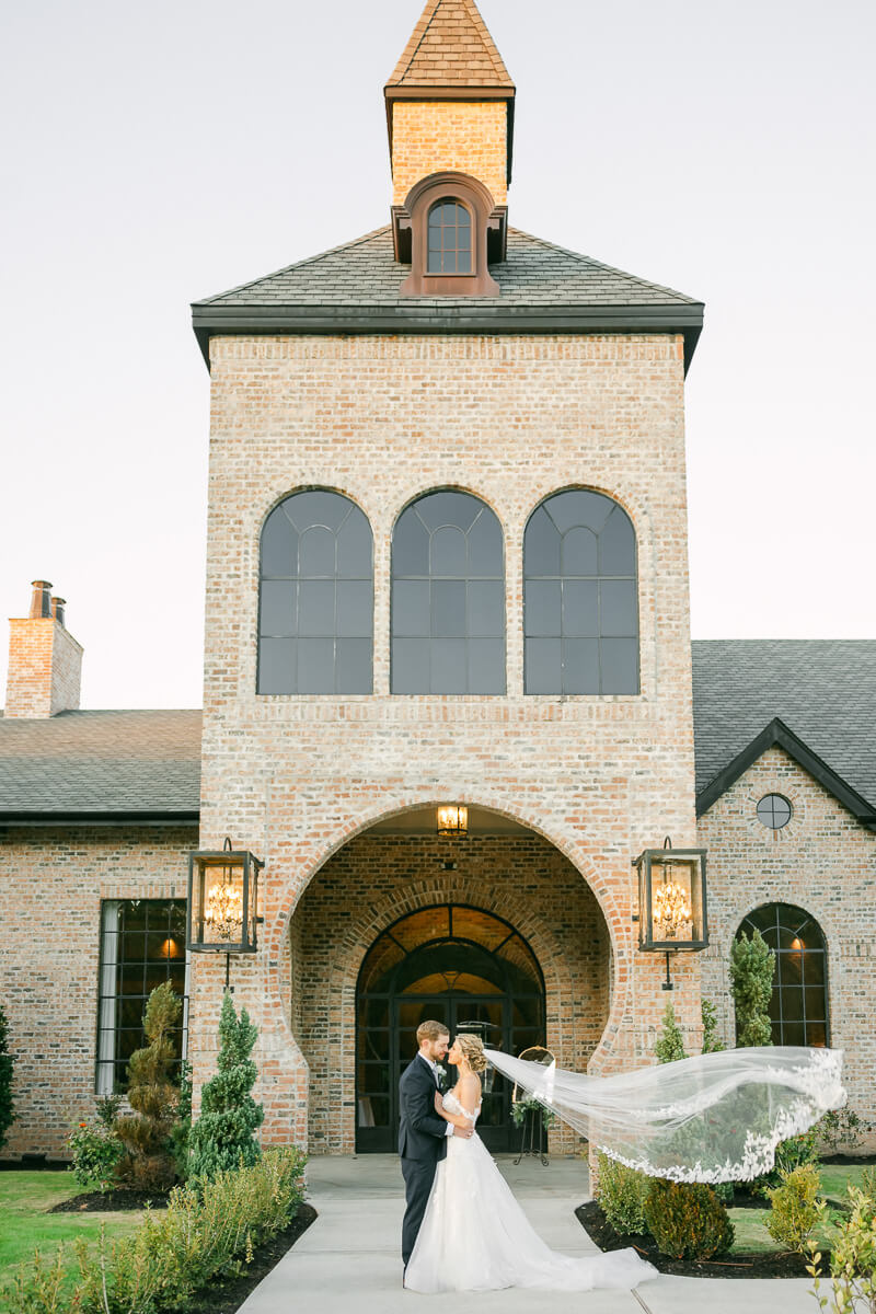 couple in front of Iron Manor wedding venue