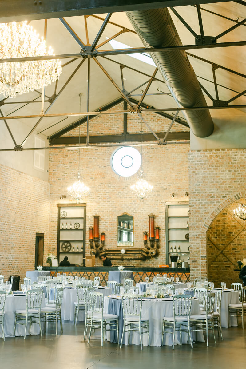 blue wedding reception details at Iron Manor wedding venue