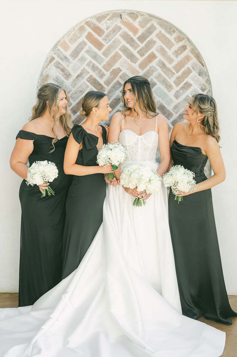 bridesmaids wearing black