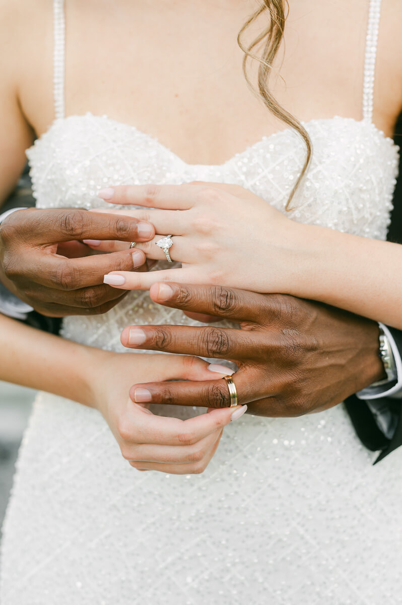 bride and groom posing for Houston wedding photographer