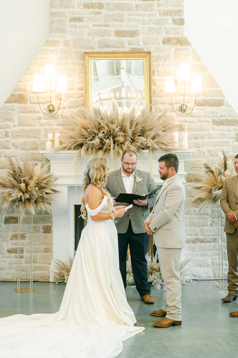 boho wedding ceremony at magnolia grove wedding venue