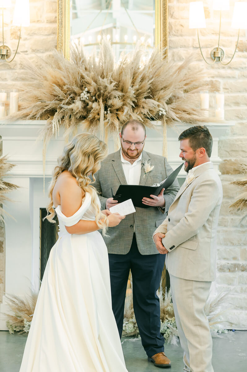 boho wedding ceremony at magnolia grove wedding venue